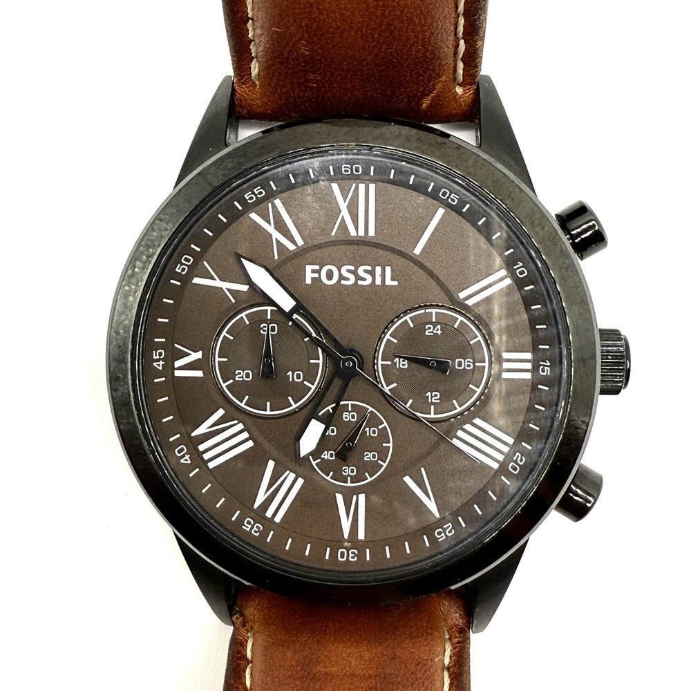 Brown FOSSIL BQ2044 Watch Quartz Analog Leather with Box 1341506 Stainless Steel